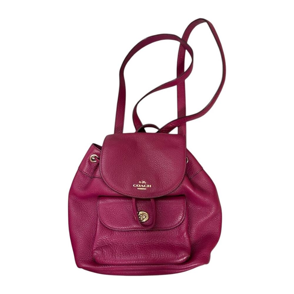 Coach Mini Leather Backpack β Fuchsia Pink β Gold Hardware